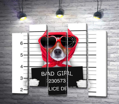 Кокетливая собака в платочке и очках - "Bad girl"