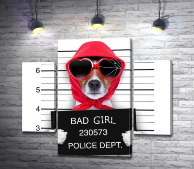 Кокетливая собака в платочке и очках - "Bad girl"