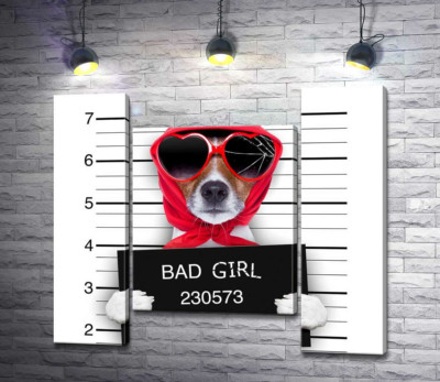 Модульная картина "Кокетливая собака в платочке и очках - "Bad girl""