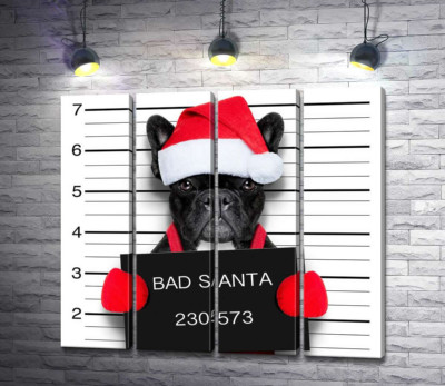 Праздничный черный бульдог – "Bad Santa"