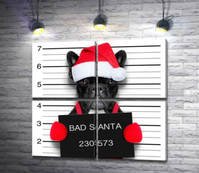 Праздничный черный бульдог – "Bad Santa"