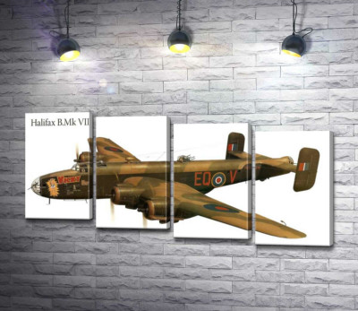 Модульна картина "Британський бомбардувальник Handley Page Halifax"