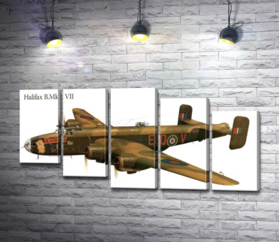 Модульна картина "Британський бомбардувальник Handley Page Halifax"