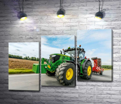 Модульна картина "Американський зелений трактор компанії "John Deere""