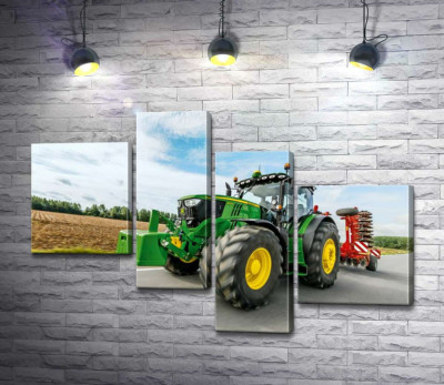 Модульная картина "Американский зеленый трактор компании "John Deere""
