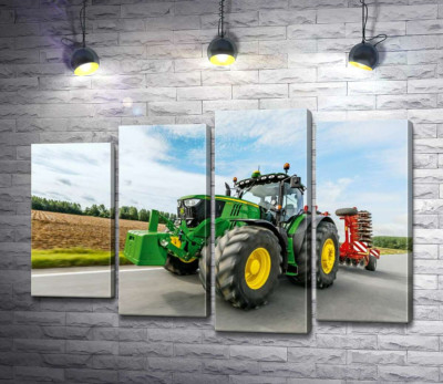 Модульна картина "Американський зелений трактор компанії "John Deere""