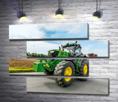 Модульная картина "Американский зеленый трактор компании "John Deere""