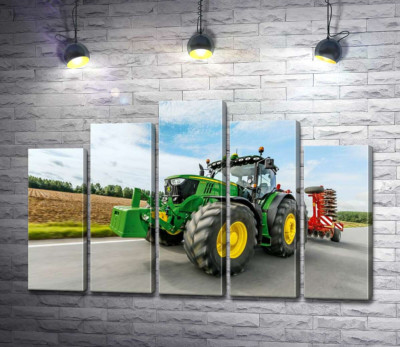 Модульна картина "Американський зелений трактор компанії "John Deere""