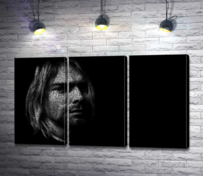Силуэт музыканта Курта Кобейна (Kurt Cobain) из строк песен