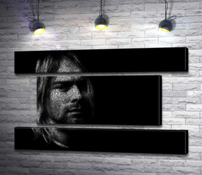 Модульна картина "Силует музиканта Курта Кобейна (Kurt Cobain) із рядків пісень"