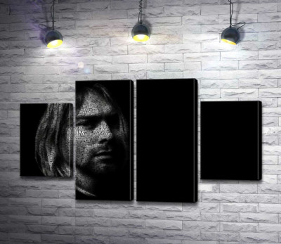 Модульна картина "Силует музиканта Курта Кобейна (Kurt Cobain) із рядків пісень"