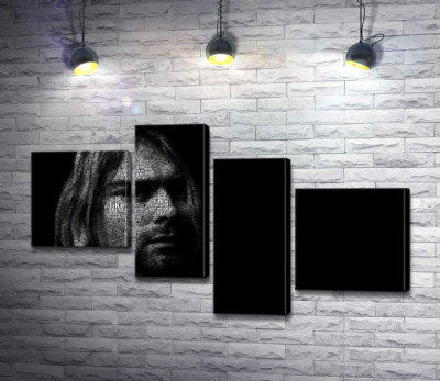 Силуэт музыканта Курта Кобейна (Kurt Cobain) из строк песен