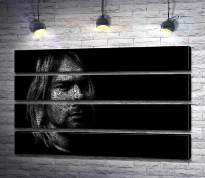 Модульна картина "Силует музиканта Курта Кобейна (Kurt Cobain) із рядків пісень"