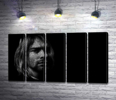 Модульная картина "Силуэт музыканта Курта Кобейна (Kurt Cobain) из строк песен"