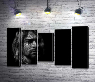 Модульна картина "Силует музиканта Курта Кобейна (Kurt Cobain) із рядків пісень"