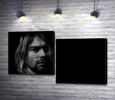 Модульная картина "Силуэт музыканта Курта Кобейна (Kurt Cobain) из строк песен"