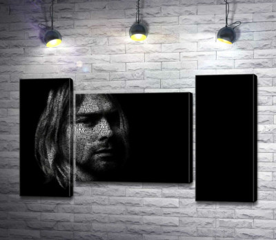 Модульная картина "Силуэт музыканта Курта Кобейна (Kurt Cobain) из строк песен"