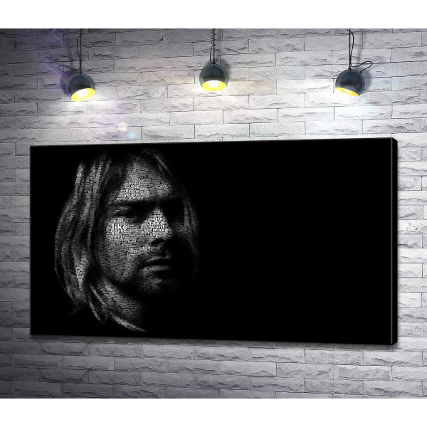 Силует музиканта Курта Кобейна (Kurt Cobain) із рядків пісень