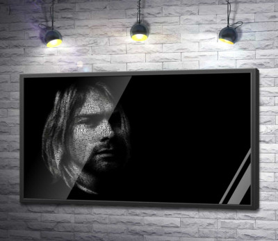 Постер "Силует музиканта Курта Кобейна (Kurt Cobain) із рядків пісень"