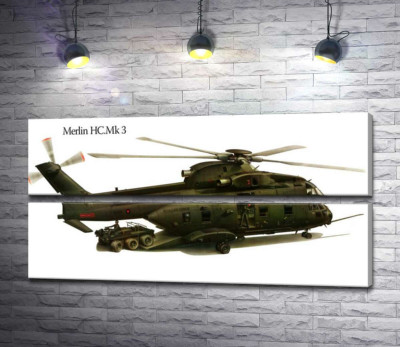 Модульная картина "Грузоподъемный вертолет AgustaWestland AW101/Merlin"