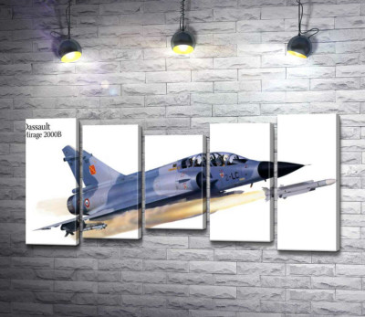 Модульная картина "Французский многоцелевой истребитель Dassault Mirage 2000B"