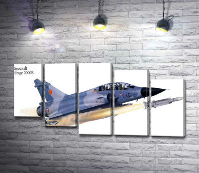 Модульна картина "Французький багатоцільовий винищувач Dassault Mirage 2000B"
