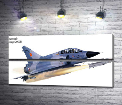 Модульная картина "Французский многоцелевой истребитель Dassault Mirage 2000B"