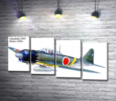 Модульна картина "Японський легкий винищувач Mitsubishi A6M "