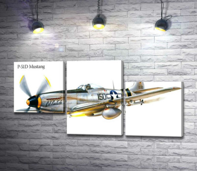 Модульна картина "Американський винищувач North American P-51 Mustang"
