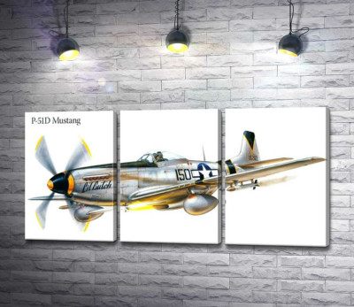 Модульная картина "Американский истребитель North American P-51 Mustang"