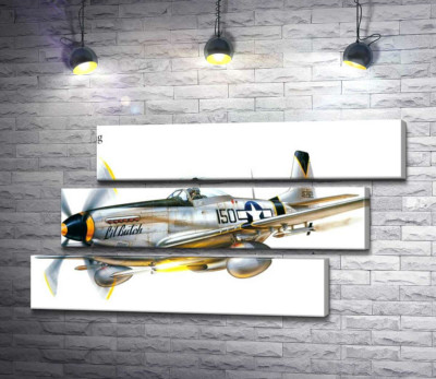 Модульна картина "Американський винищувач North American P-51 Mustang"