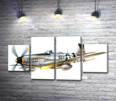 Модульная картина "Американский истребитель North American P-51 Mustang"