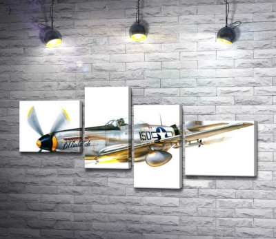 Модульна картина "Американський винищувач North American P-51 Mustang"