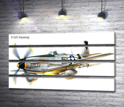 Модульна картина "Американський винищувач North American P-51 Mustang"