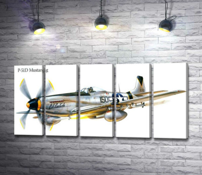 Модульная картина "Американский истребитель North American P-51 Mustang"