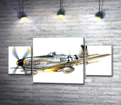 Модульна картина "Американський винищувач North American P-51 Mustang"