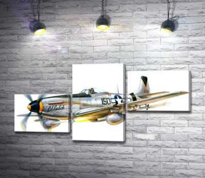 Модульна картина "Американський винищувач North American P-51 Mustang"