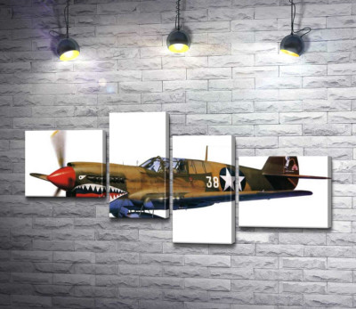 Модульная картина "Американский истребитель Curtiss P-40 Warhawk времен Второй мировой войны"