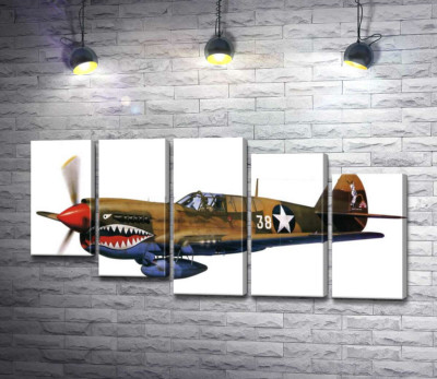 Модульная картина "Американский истребитель Curtiss P-40 Warhawk времен Второй мировой войны"