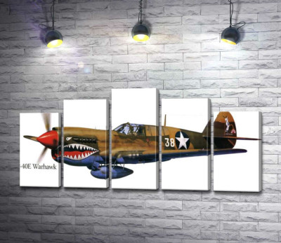 Модульная картина "Американский истребитель Curtiss P-40 Warhawk времен Второй мировой войны"