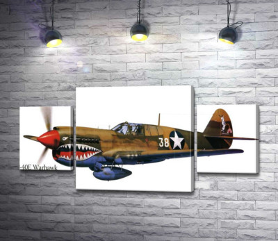 Модульна картина "Американський винищувач Curtiss P-40 Warhawk часів Другої світової війни"