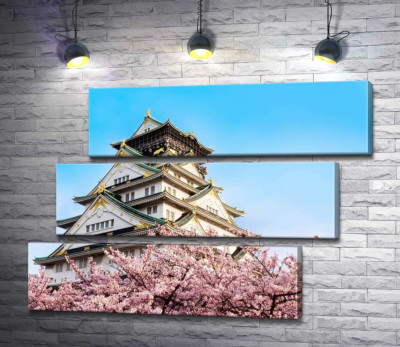 Японский замок Осака (Osaka) в объятиях цветущих сакур