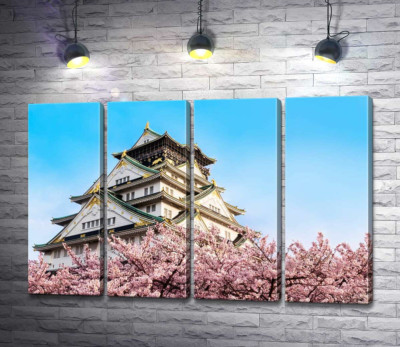 Японский замок Осака (Osaka) в объятиях цветущих сакур
