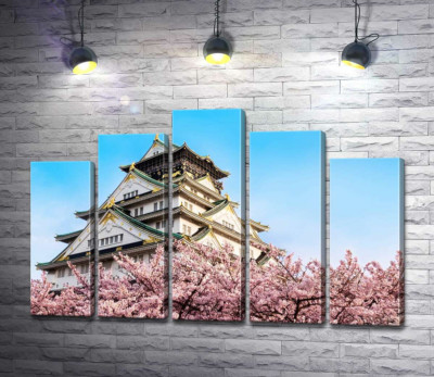Японський замок Осака (Osaka) в обіймах квітучих сакур
