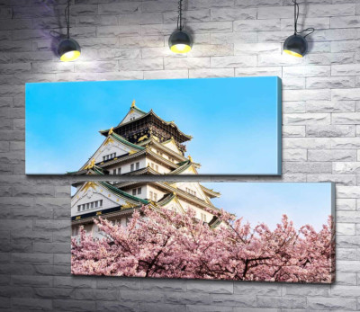 Японський замок Осака (Osaka) в обіймах квітучих сакур