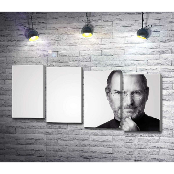 Портрет Стіва Джобса (Steve Jobs) в чорно-білих тонах