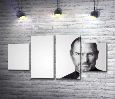 Модульная картина "Портрет Стива Джобса (Steve Jobs) в черно-белых тонах"