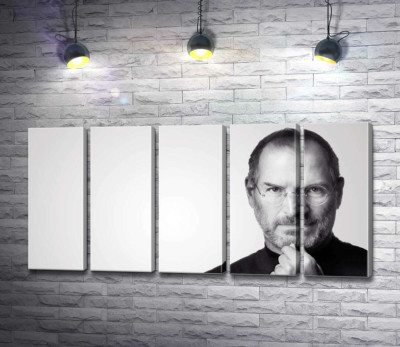 Модульная картина "Портрет Стива Джобса (Steve Jobs) в черно-белых тонах"