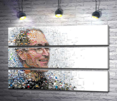 Модульная картина "Стив Джобс (Steve Jobs) из тысячей изображений гаджетов"