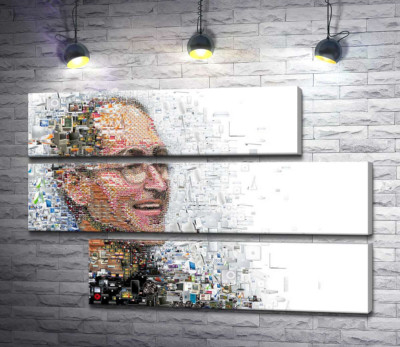 Модульна картина "Стів Джобс (Steve Jobs) з тисячей зображень гаджетів"
